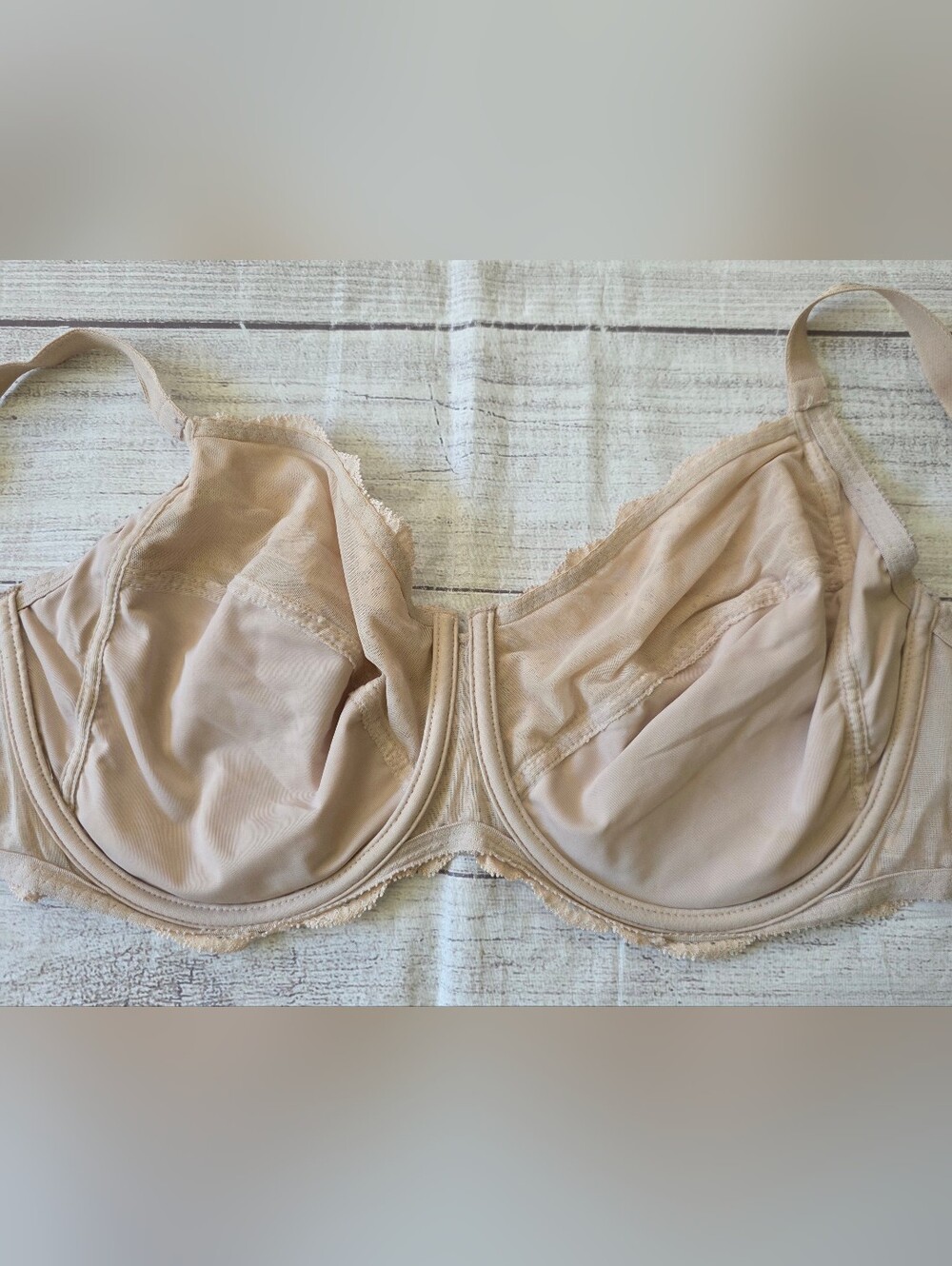 Chantelle Size 34 I Lace Gauche Full Coverage Underwire Bra Nude No Padding - Picture 7 of 9